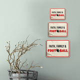 Classic Framed Plus Faith, Family & Football Door or Wall Sign | Funny Home Decor