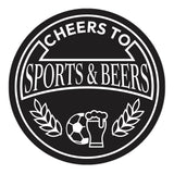 Signs ByLITA Circle Cheers to Sports and Beers ABS Plastic | Laser Engraved | Easy Installation | Elegant Design Wall or Door Sign