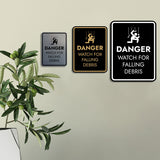 Signs ByLITA Portrait Round Danger Watch For Falling Debris Door or Wall Sign Easy Installation | Health And Safety | Building And Danger Signs