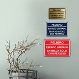 Signs ByLITA Classic Framed Peligro Espacio Limitado- Entrada solo con permiso Door or Wall Sign Easy Installation | Health And Safety | Building And Hospitality