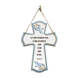 Let your steadfast love, O Lord, be upon us, even as we hope in you. Psalm 33:22 11.5" x 8" Cross Hanging Sign | Rustic Twine | Inspiring Religious Bible Decor