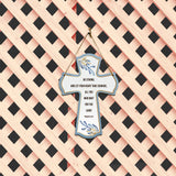 Be strong, and let your heart take courage, all you who wait for the Lord! Psalm 31:24 11.5" x 8" Cross Hanging Sign | Rustic Twine | Inspiring Religious Bible Decor