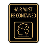 Signs ByLITA Portrait Round Hair Must Be Contained Door or Wall Sign Durable ABS Plastic | Laser Engraved | Easy Installation | Kitchen | Hygiene