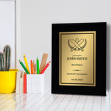 Baseball/Softball Customizable Black Frame Wooden Award Plaque | Easel Mount Option | Achievement and Recognition Personalizable Plaques