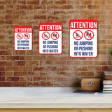 Portrait Round Plus Attention No Jumping Or Pushing Into Water Wall or Door Sign | Indoor Gym & Pool Signage