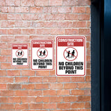 Portrait Round Plus Construction Site No Children Beyond This Point Wall or Door Sign | Health And Safety Signage