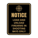 Signs ByLITA Portrait Round Notice: Load and Unload Firearms In Shooting Bays Only Door or Wall Sign Easy Installation | Health And Safety | Building And Danger Signs
