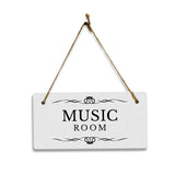 Music Room 5x10 Hanging Plus Wall or Door Sign | Rustic Twine | Range of Vibrant Decor Styles | Room Signs For Home and Business