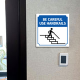 Square Plus Be Careful Use Handrails Door or Wall Sign | Workplace Cleaning Signage