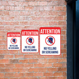 Portrait Round Plus Attention No Yelling Or Screaming Wall or Door Sign | Indoor Gym & Pool Signage