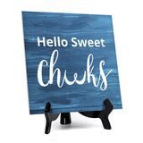 Signs ByLITA Hello Sweet Cheeks, Wood Color, Square Table Sign (5" x 5”)