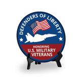 Signs ByLITA Honor Veterans with Military Table Signs | US Pride | Perfect Gift for Coworkers or Family Table Sign (5x5)
