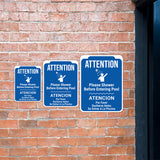 Portrait Round Plus Attention Please Shower Before Entering Pool Atencion Por Favor Ducharse Antes De Entrar A La Piscina Wall or Door Sign | Indoor Gym Signage