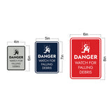 Signs ByLITA Portrait Round Danger Watch For Falling Debris Door or Wall Sign Easy Installation | Health And Safety | Building And Danger Signs