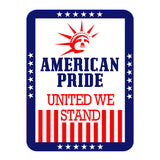 Portrait Round Plus American Pride: United We Stand Door or Wall Sign | Easy Installation | Patriotic Stars and Stripes USA Pride Sign