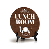 Lunch Room Circle Table Sign with Acrylic Stand (5x5") | Office Spaces Signage