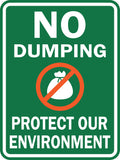 Portrait Round Plus No Dumping Protect Our Environment Wall or Door Sign | Health & Safety Signage