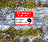 Classic Framed Plus Emergency Exit Only Alarm Will Sound If Doors Is Opened Door or Wall Sign | Safety Signage