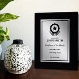 Employee Of The Month Customizable Black Frame Award Plaque | Easel Mount Option | Recognition of Achievement and Service Personalizable Plaques