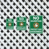 Portrait Round Plus No Dumping Protect Our Environment Wall or Door Sign | Health & Safety Signage
