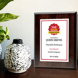Top Sales Performer Competition Customizable Award Plaque | Easel Mount Option | Achievement and Recognition Personalizable Plaques