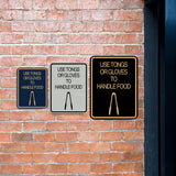 Signs ByLITA Portrait Round Use Tongs or Gloves To Handle Food Door or Wall Sign Durable ABS Plastic | Laser Engraved | Easy Installation | Kitchen | Hygiene