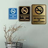 Signs ByLITA Portrait Round No Smoking Or Open Flames Door or Wall Sign Durable ABS Plastic | Laser Engraved | Easy Installation | Kitchen | Hygiene