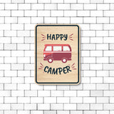 Portrait Round Plus Happy Camper Door or Wall Sign | Camping RV Decoration