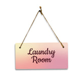Laundry Room 5x10 Hanging Plus Wall or Door Sign | Rustic Twine | Range of Vibrant Decor Styles | Room Signs For Home and Business