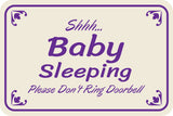 Classic Framed Plus Shhh... Baby Sleeping Please Don't Ring Doorbell Wall or Door Sign | Home Signage