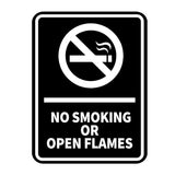 Signs ByLITA Portrait Round No Smoking Or Open Flames Door or Wall Sign Durable ABS Plastic | Laser Engraved | Easy Installation | Kitchen | Hygiene