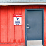 Portrait Round Plus Attention Please Shower Before Entering Hot Tub Wall or Door Sign | Indoor Gym & Home Signage