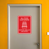 Signs ByLITA Portrait Round All Food Containers Must Be Labelled and Dated Door or Wall Sign Durable ABS Plastic | Laser Engraved | Easy Installation | Kitchen | Hygiene