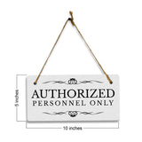 Authorized Personnel Only 5" x 10" Hanging Wall or Door Sign | Rustic Twine | Stylish Business or Office Signage