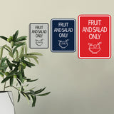 Signs ByLITA Portrait Round Food Preparation Area: Fruit and Salad Only Door or Wall Sign Durable ABS Plastic | Laser Engraved | Easy Installation | Kitchen | Hygiene