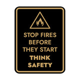 Signs ByLITA Portrait Round Stop Fires Before They Start Think Safety Door or Wall Sign Easy Installation | Health And Safety | Building And Danger Signs