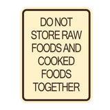 Signs ByLITA Portrait Round Hygiene Safety: Do Not Store Raw Foods and Cooked Foods Together Door or Wall Sign Durable ABS Plastic | Laser Engraved | Easy Installation | Kitchen | Hygiene
