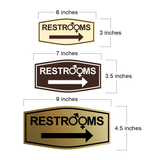 Fancy Restrooms Right Arrow (Gender Symbols) Wall or Door Sign