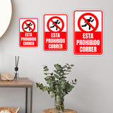 Portrait Round Plus Esta Prohibido Correr Wall or Door Sign | Spanish Dressing Room Retailer Signage