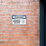 Classic Framed Plus Cuidado Escaleras Empinadas Adelante Door or Wall Sign | Business Warning Signage