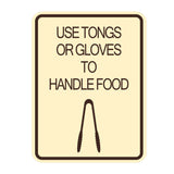Signs ByLITA Portrait Round Use Tongs or Gloves To Handle Food Door or Wall Sign Durable ABS Plastic | Laser Engraved | Easy Installation | Kitchen | Hygiene