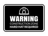 Signs ByLITA Classic Framed Warning: Construction Zone - Hard Hat Required Door or Wall Sign Easy Installation | Health And Safety | Building And Warning Signs