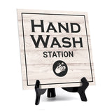 Signs ByLITA Hand Wash Station, Wood Color, Square Table Sign (5