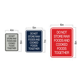 Signs ByLITA Portrait Round Hygiene Safety: Do Not Store Raw Foods and Cooked Foods Together Door or Wall Sign Durable ABS Plastic | Laser Engraved | Easy Installation | Kitchen | Hygiene
