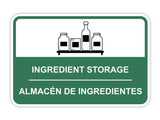 Classic Framed Plus Ingredient Storage Wall or Door Sign | Bilingual Spanish and English Workplace Safety Signage