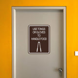 Signs ByLITA Portrait Round Use Tongs or Gloves To Handle Food Door or Wall Sign Durable ABS Plastic | Laser Engraved | Easy Installation | Kitchen | Hygiene