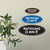 Signs ByLITA Oval Recycling bin Sign - Laser-Engraved Lettering | Durable ABS Plastic | Vibrant Colors | Powerful Foam Tape