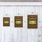 Portrait Round Plus Welcome to Our Campsite What Happens at The Campfire Gets Laughed About All Year Door or Wall Sign | Camping RV Decoration