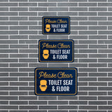 Classic Framed Plus Please Clean Toilet Seat & Floor Wall or Door Sign | Friendly Home Signage