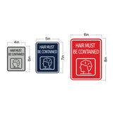 Signs ByLITA Portrait Round Hair Must Be Contained Door or Wall Sign Durable ABS Plastic | Laser Engraved | Easy Installation | Kitchen | Hygiene